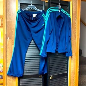 Adidas active suit : 2 pcs blue with greenish stripes.